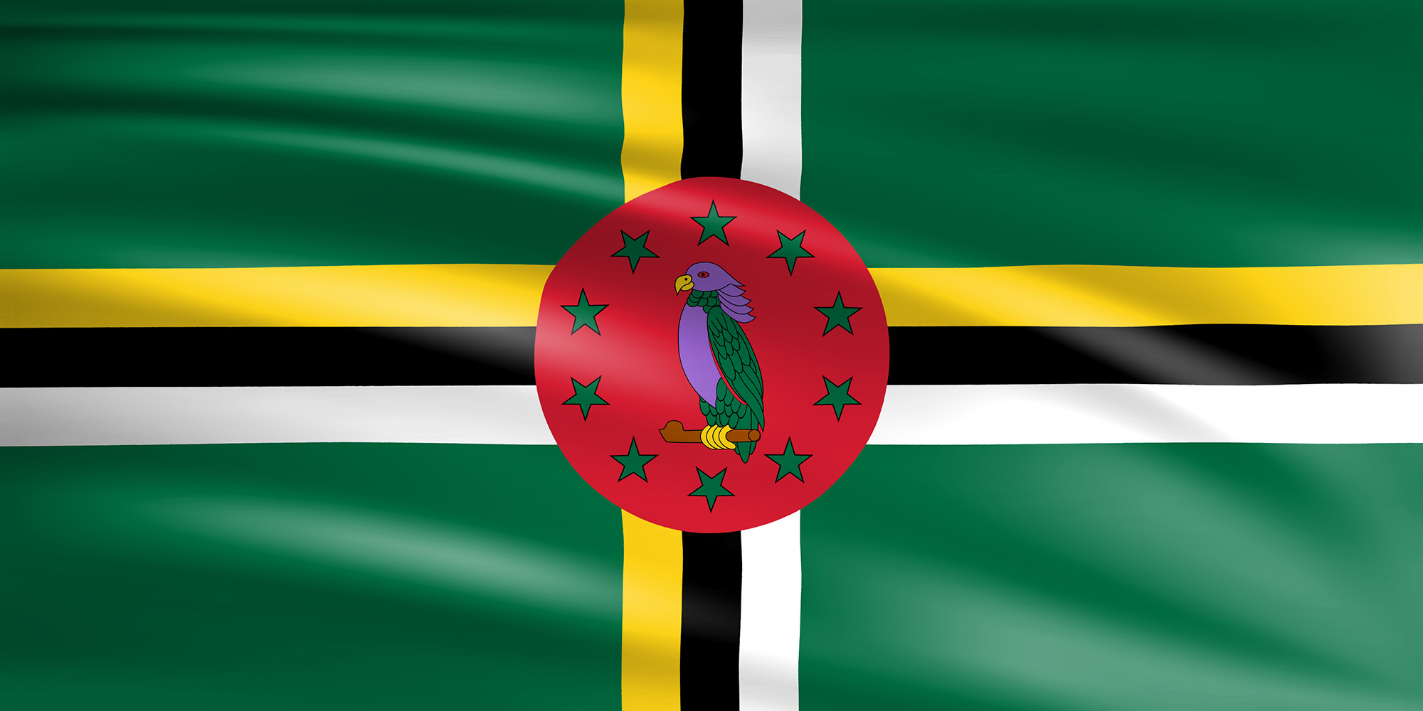 Die Flagge des Commonwealth of Dominica Wagrati